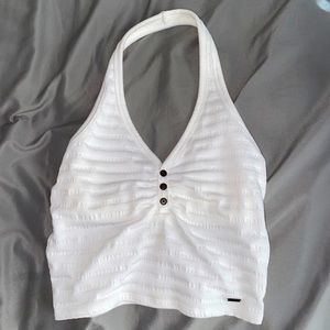 White Halter Top Hollister